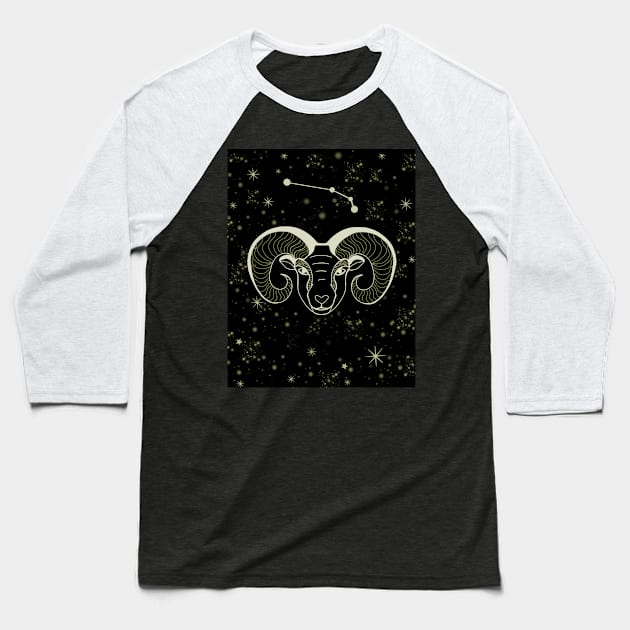 Aries Ram and aries constellation Baseball T-Shirt by galaxieartshop